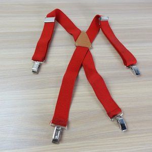 Gymboree Suspender Boy Red Clip‎ On X Back Adjustable Strap Stretch ENGLAND